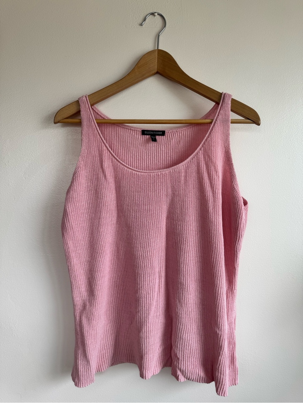 Eileen Fisher Baby Pink Cotton & Silk Blend Knit Sweater Layering Tank - Large